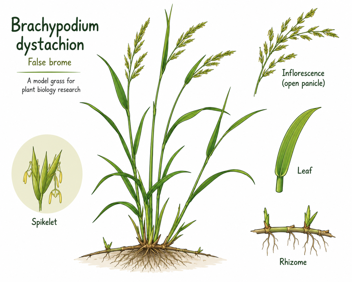 Anatomically correct diagram of Brachypodium dystachion