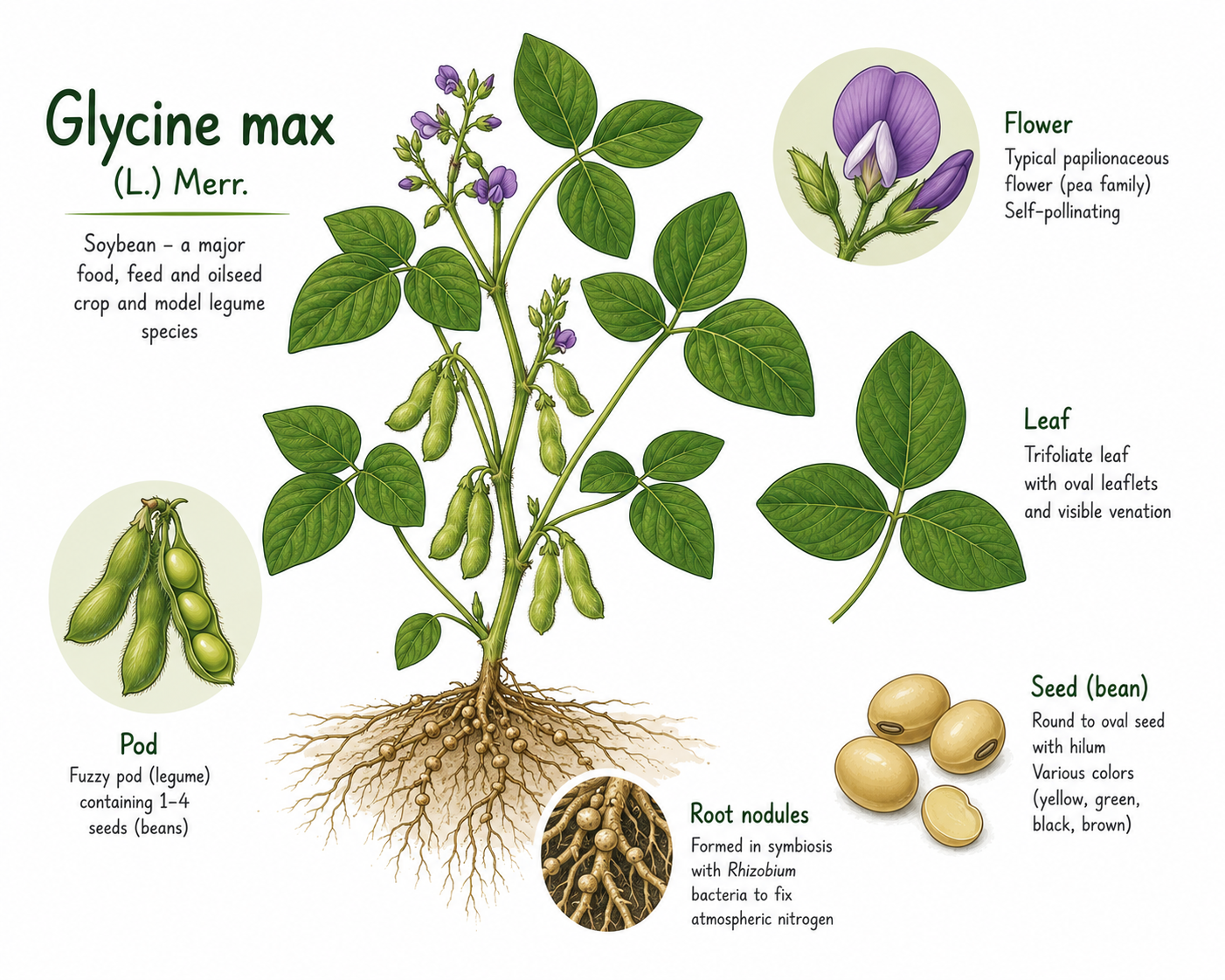 Anatomically correct diagram of Glycine max