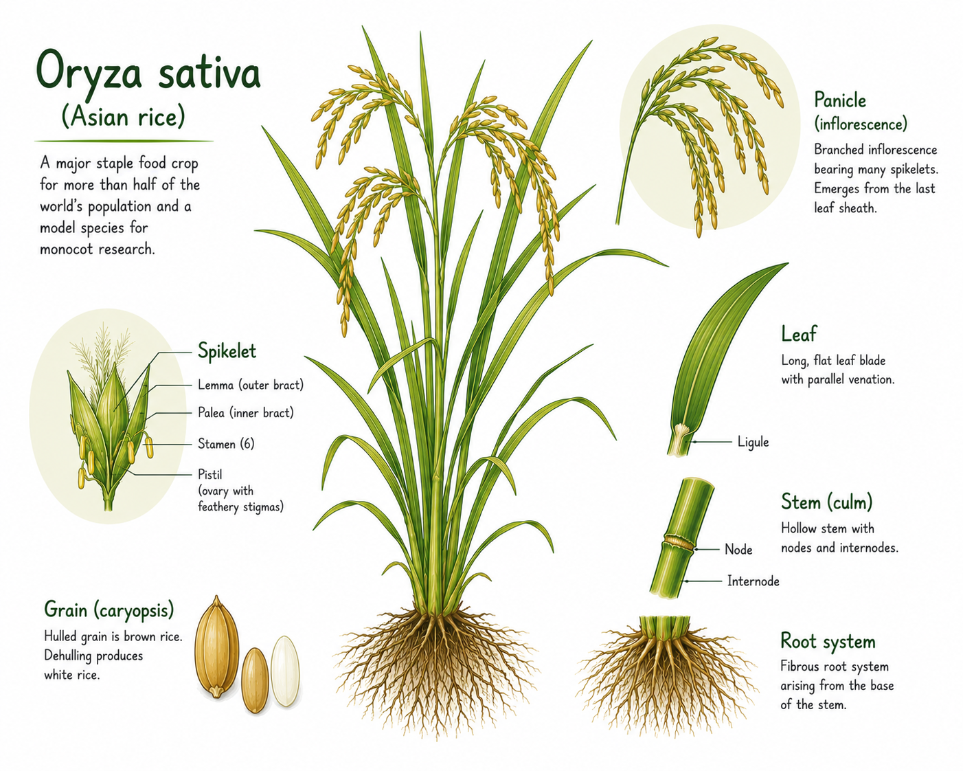 Anatomically correct diagram of Oryza sativa