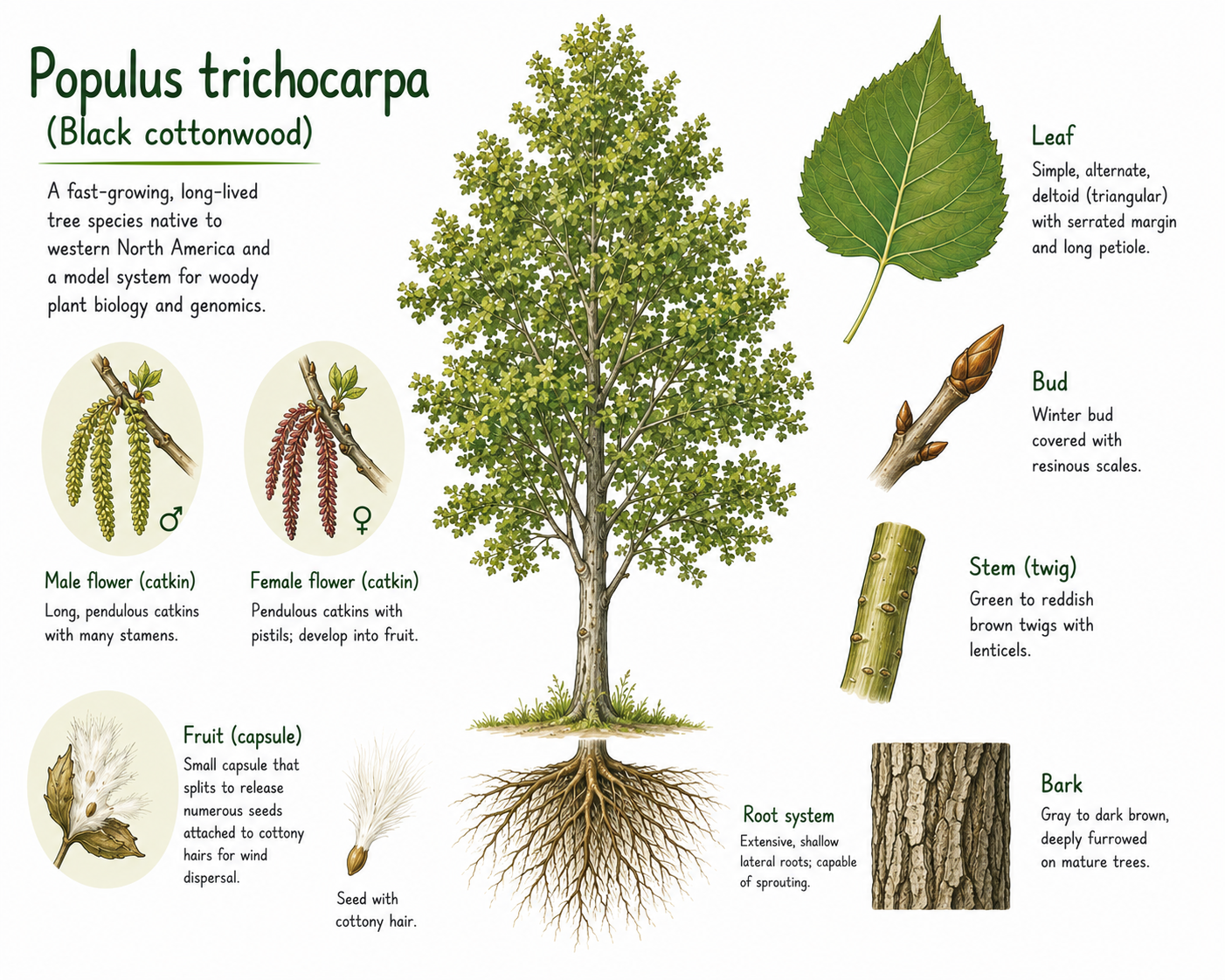Anatomically correct diagram of Populus trichocarpa