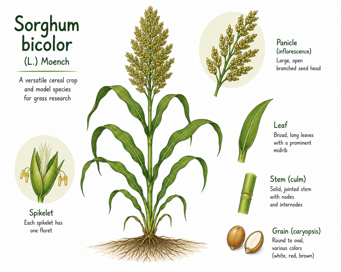 Anatomically correct diagram of Sorghum bicolor