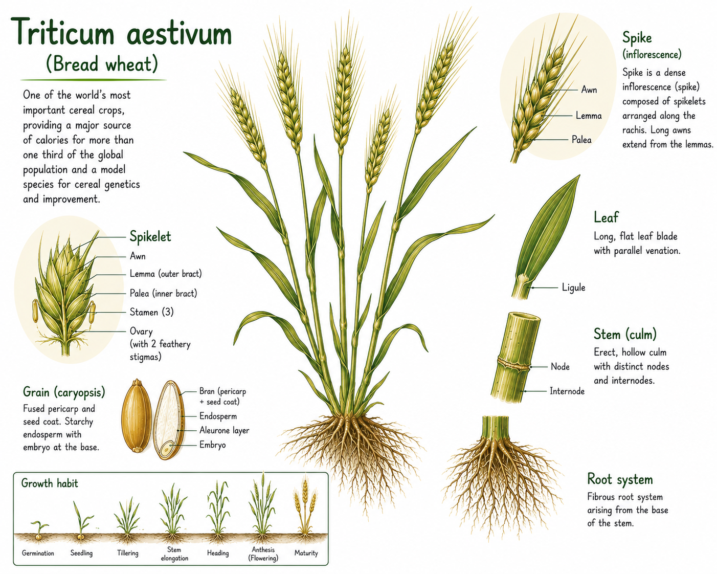 Anatomically correct diagram of Triticum aestivum
