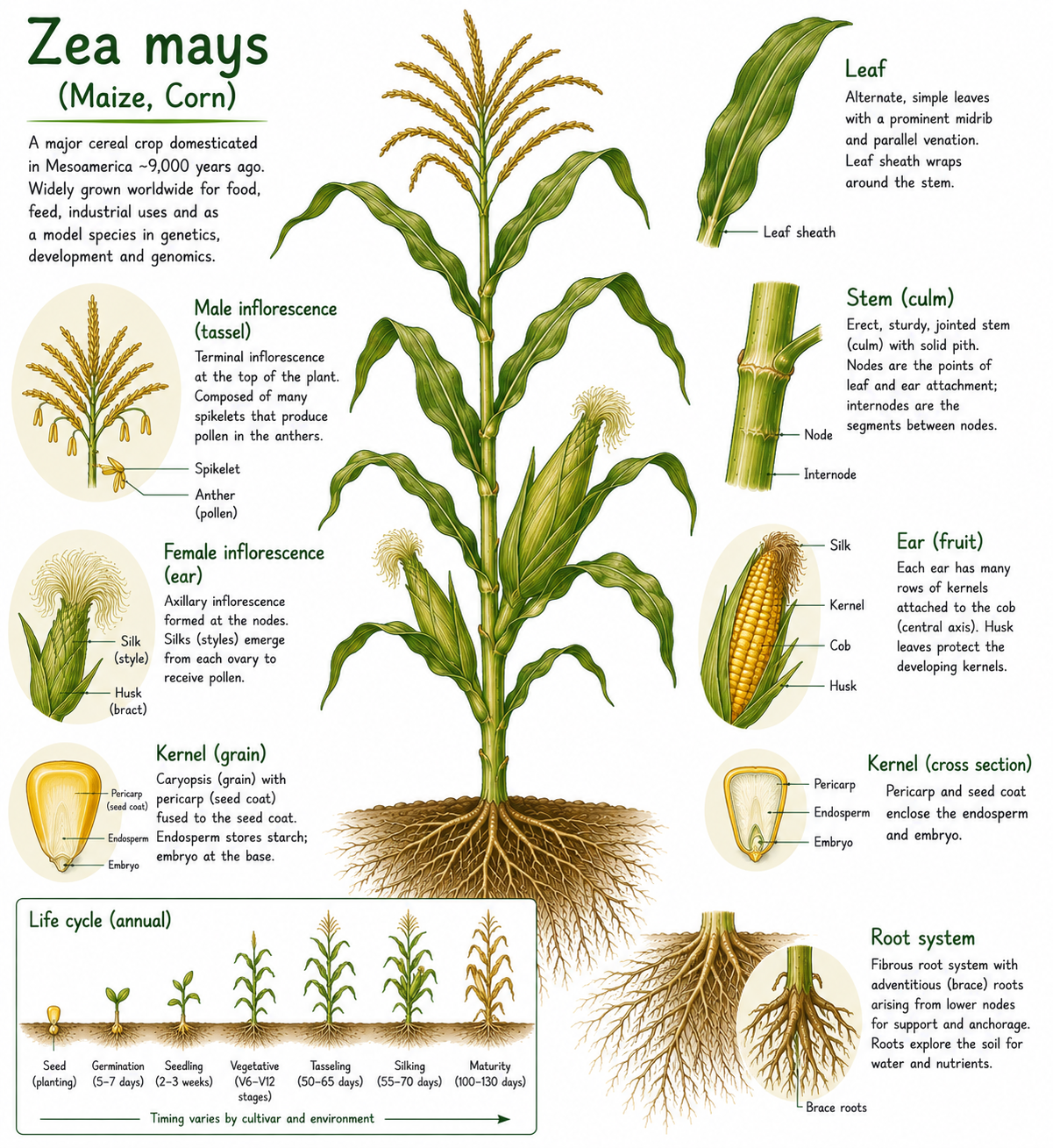 Anatomically correct diagram of Zea mays